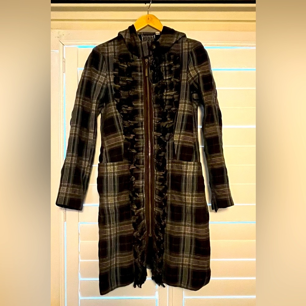 L.A.M.B. Plaid hooded ruffle jacket Fall 2008